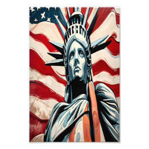 Foto Estatua moderna de la libertad con arte de bandera