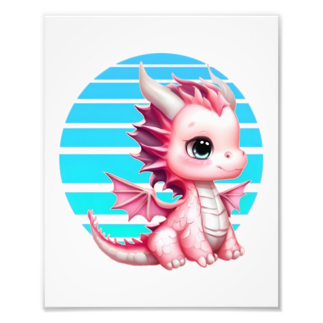 Foto Este diseño presenta un lindo dragón rosa con una  (Frente)