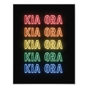 Foto Estilo de letrero de neón Kia Ora impresión de arc