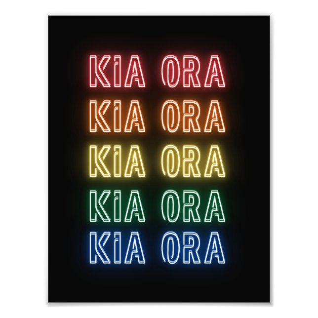 Foto Estilo de letrero de neón Kia Ora impresión de arc (Frente)