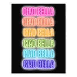 Foto Estilo Neon Rótulo Ciao Bella Impresión Arcoiris R