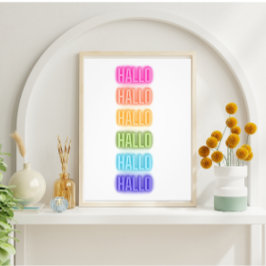 Foto Estilo Neon Rótulo Hallo Repetiendo Impresión Arco