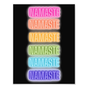 Foto Estilo Neon Rótulo Namaste Repetir la impresión ar