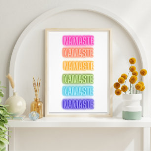Foto Estilo Neon Rótulo Namaste Repetir la impresión ar