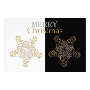 Foto Estrella de Navidad Gold & Silver Merry, negro y b
