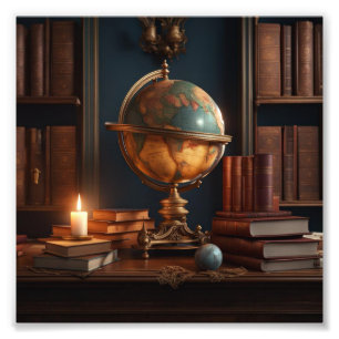Foto Estudio con Globe, libros y velas