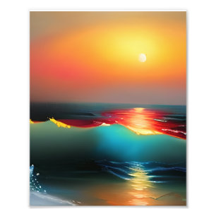 Foto Ethereal Ocean and Sunset AI Art