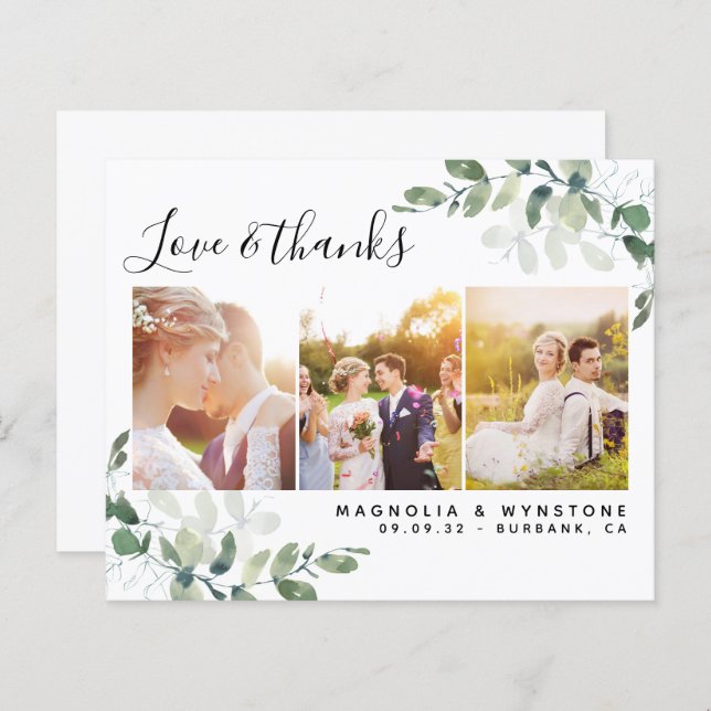 Foto Eucalyptus Boda QR Gracias Tarjeta (Anverso / Reverso)