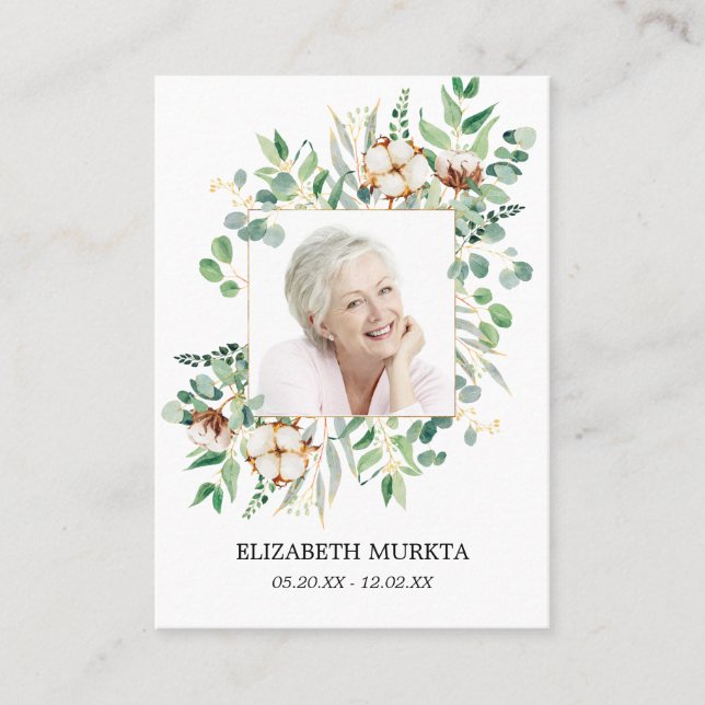 Foto Eucalyptus Tarjeta de Oración Funeral de Flor (Anverso)