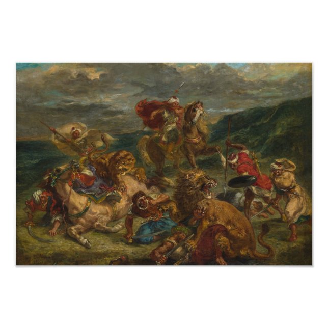 Foto Eugene Delacroix - Caza de Leones (Frente)