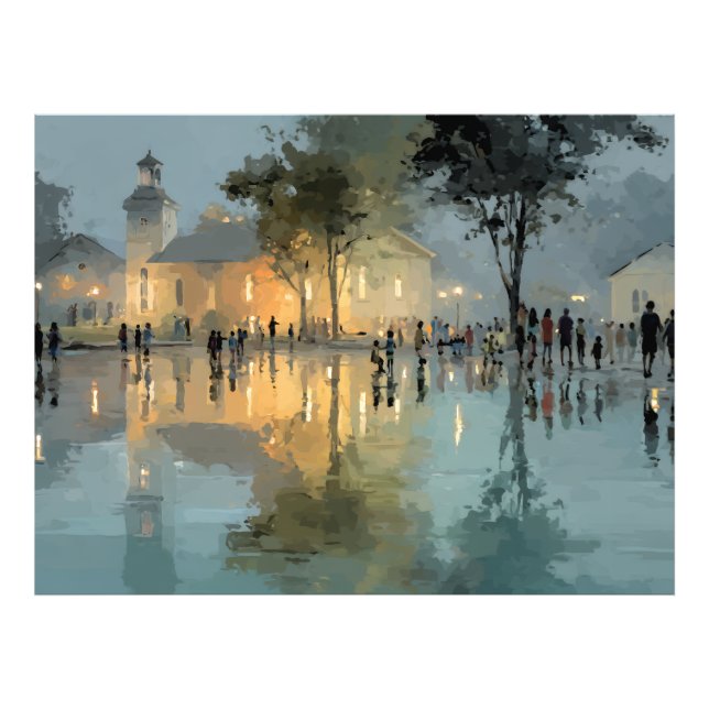 Foto Evening Church Square Rain Reflections (Frente)