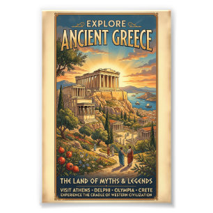 Foto Explorar cartel de viaje vintage de la antigua Gre