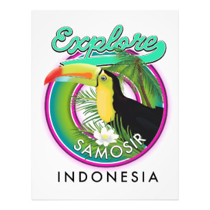 Foto explorar logotipo de viaje a Samosir indonesia
