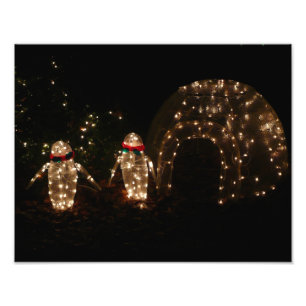 Foto Exposición de luces de pingüinos festivos