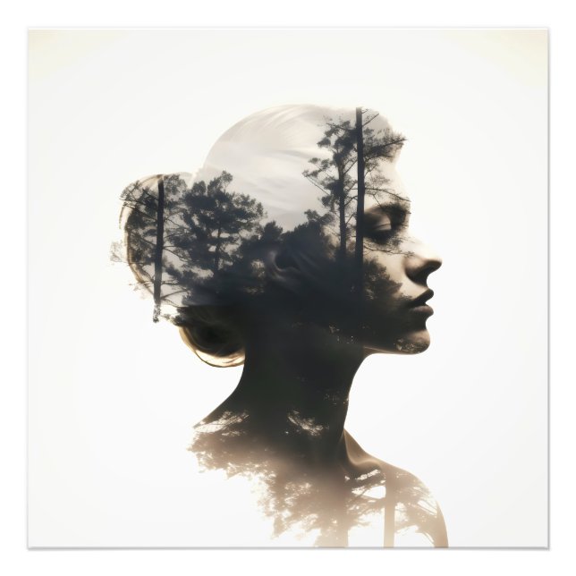 Foto Exposición doble de bosque femenino (Frente)