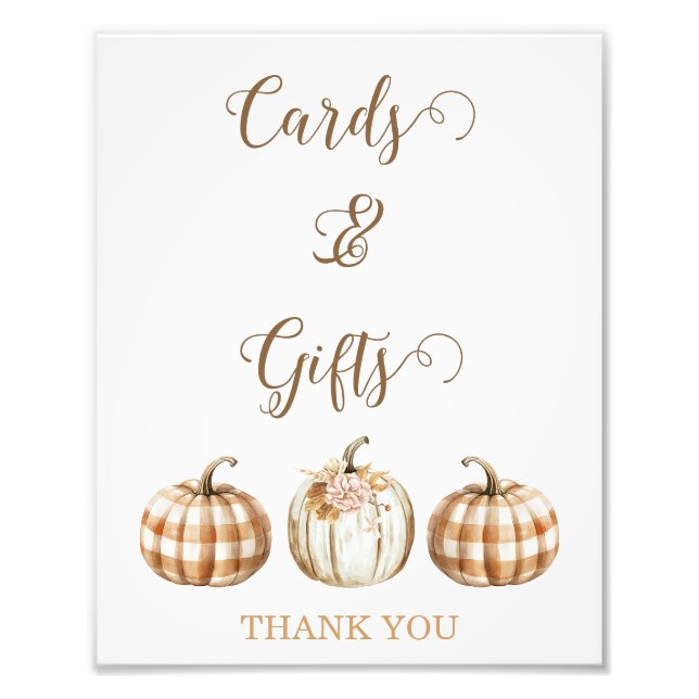 Foto Fall Orange Pumpkin Baby Shower Sign (Frente)