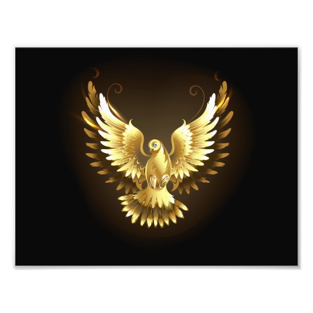 Foto Falsa paloma de paz del Relieve metalizado dorado  (Frente)