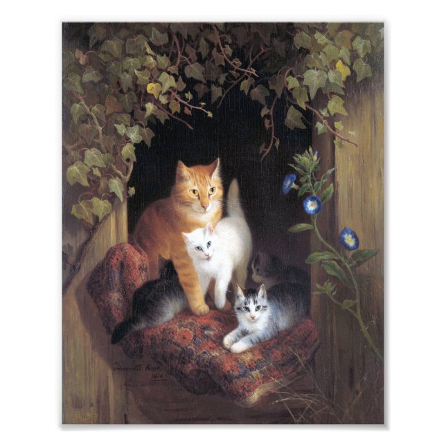 Foto Familia Cat y hoja de marfil de Henriette Ronner-K