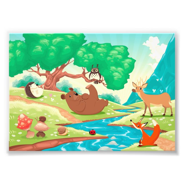 Foto Familia de animales en la madera. (Frente)