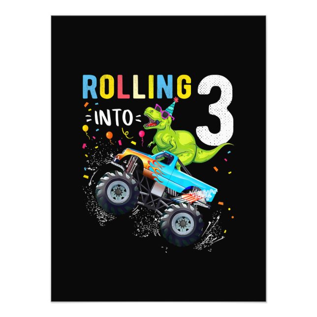 Foto Familia de Camiones Monstruos Dinosaurios de 3 año (Frente)