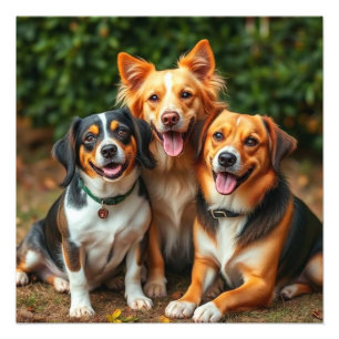 Foto Familia de Perros Mascota, Trío de Perros Felices 