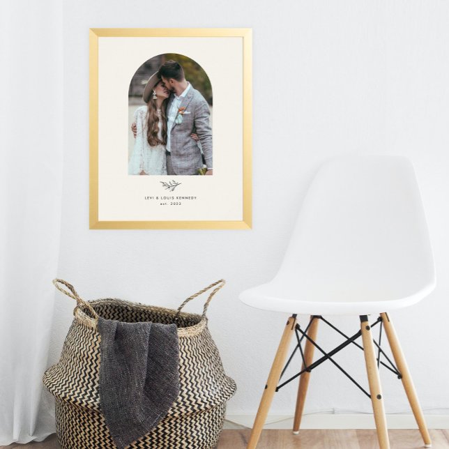 Foto Familia mínima de Bodas de la vegetación (A minimal wedding print with greenery leaves and simply typography and boho arch photo.)