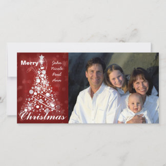 Foto familiar árbol de Navidad rojo moderno