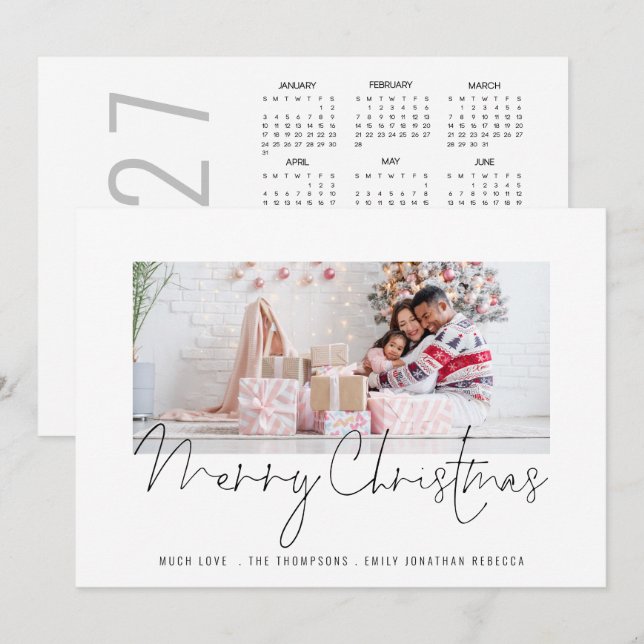 Foto Familiar Calendario 2027 Script Feliz Navidad (Anverso / Reverso)