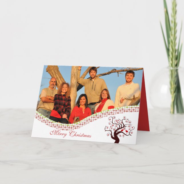 Foto familiar de árbol de navidad para aves curada (Anverso)