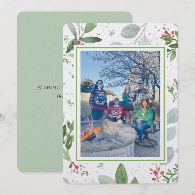 Foto familiar de jardín de Navidad (Anverso / Reverso)