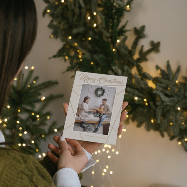 Foto familiar de Navidad alegre beige mocca geomét (Subido por el creador)