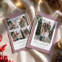 Foto Familiar de Navidad con Lazos de Rayas