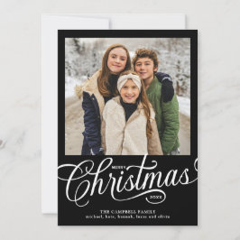 Foto familiar de Navidad con letra negra