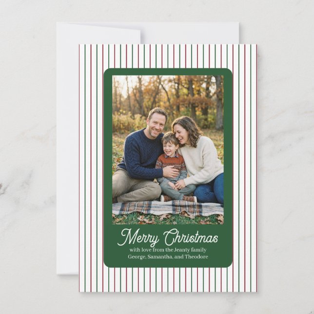 Foto familiar de Navidad con raya verde (Anverso)