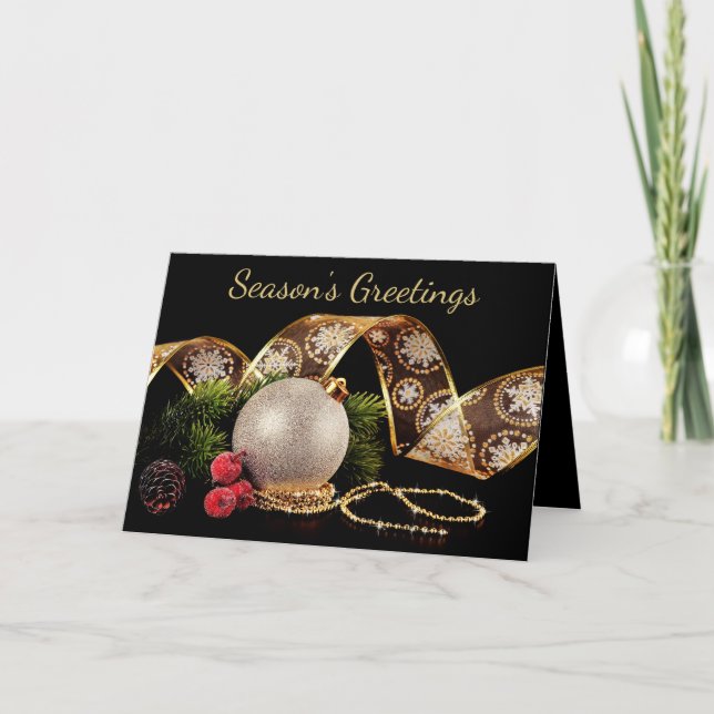 Foto familiar de oro, tarjeta de Navidades de vaca (Anverso)