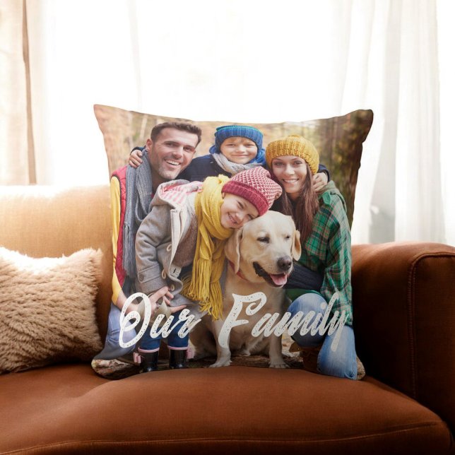 Foto familiar diversión simple tirada almohada (fun family photo throw pillow )