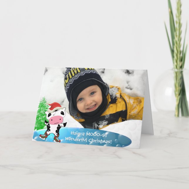 Foto familiar Feliz Navidad Kawaii Vaca bailando (Anverso)