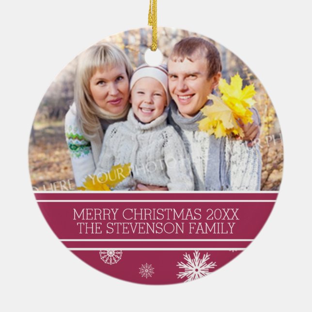 Foto familiar Ornamento de Navidad Nieve en Borgoñ (Atrás)