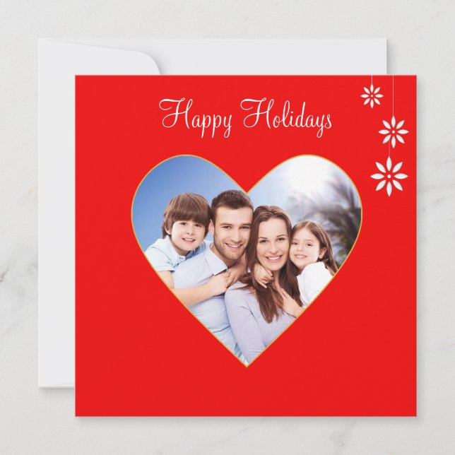 Foto familiar personalizada de Navidad en rojo (Anverso)