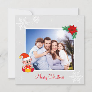 Foto familiar personalizada y elfo lindo en Navida