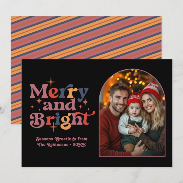 Foto Familiar Retro de Navidad con Muérdago Crepus (Anverso / Reverso)