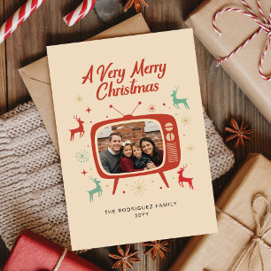 Foto Familiar Retro de Navidad de Mitad de Siglo