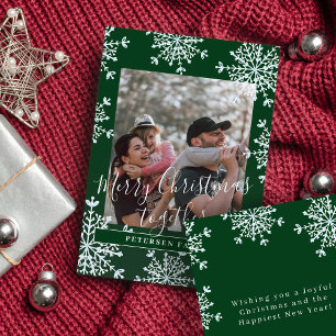 Foto familiar rústica Feliz Navidad juntos verde
