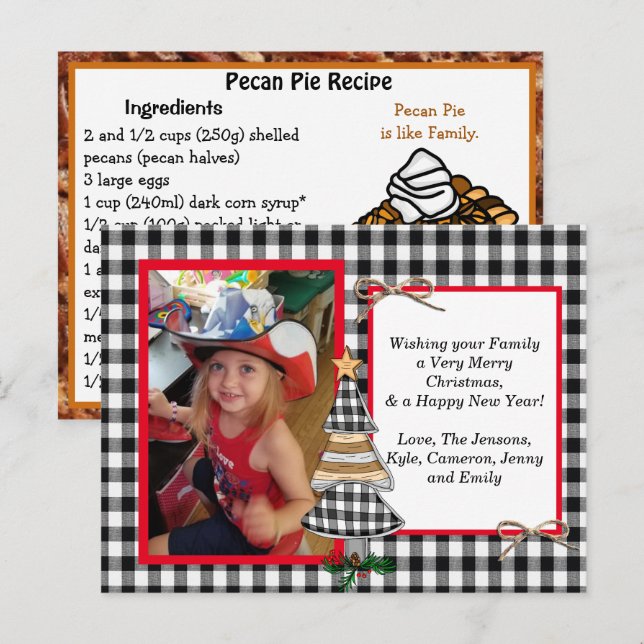 Foto familiar + Tarjeta de receta para Navidades (Anverso / Reverso)