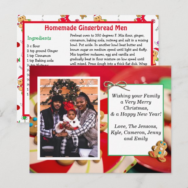 Foto familiar + Tarjeta de receta para Navidades (Anverso / Reverso)