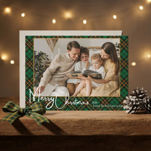 Foto familiar tradicional de Navidad en cuadros ve