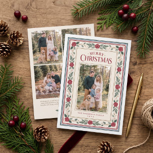 Foto Familiar Vintage de Navidad Rosa