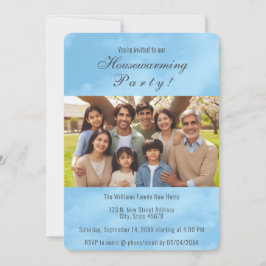 Foto familiar y cielo azul Invitación al calentami