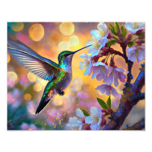 Foto Fantasía de Flor de Cerezo Amanecer Colibrí