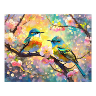 Foto Fantasía de Flor de Cerezo Amanecer Pájaros Cantor